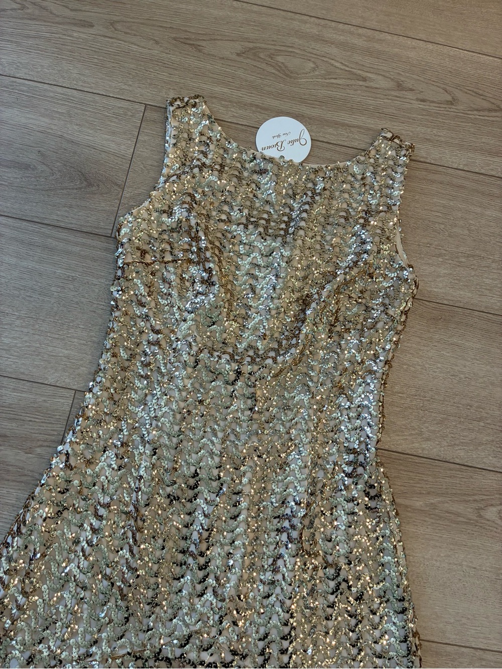 NWT Julie Brown Women’s Lauryn Dress Gold Firecracker Chiffon Sequin Size 2